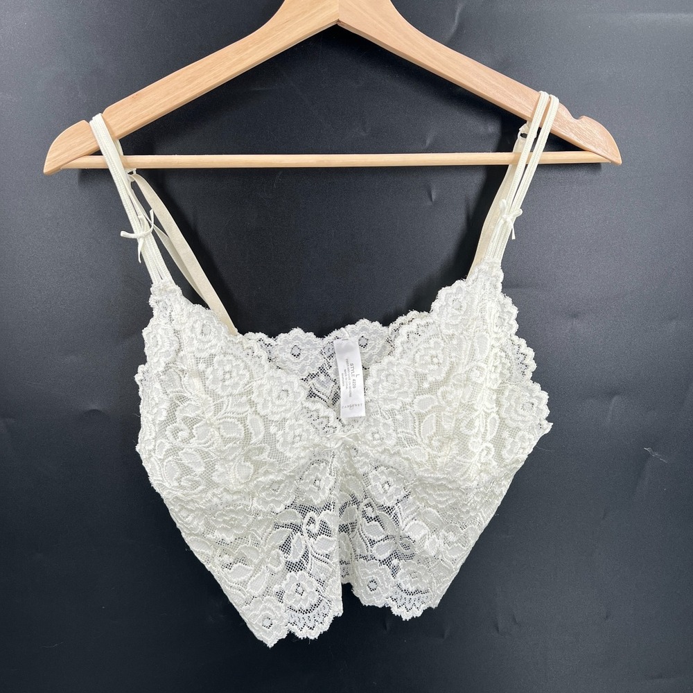 cabernet floral lace bralette white cami festival coachella top lined boho L